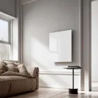 Radiador eléctrico infrarrojo de diseño en vidrio transparente blanco. viadurini