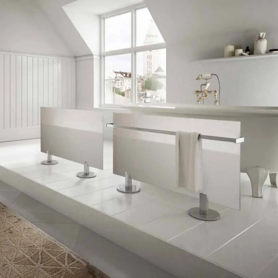 Radiador eléctrico de suelo de diseño moderno en vidrio estrella blanco viadurini