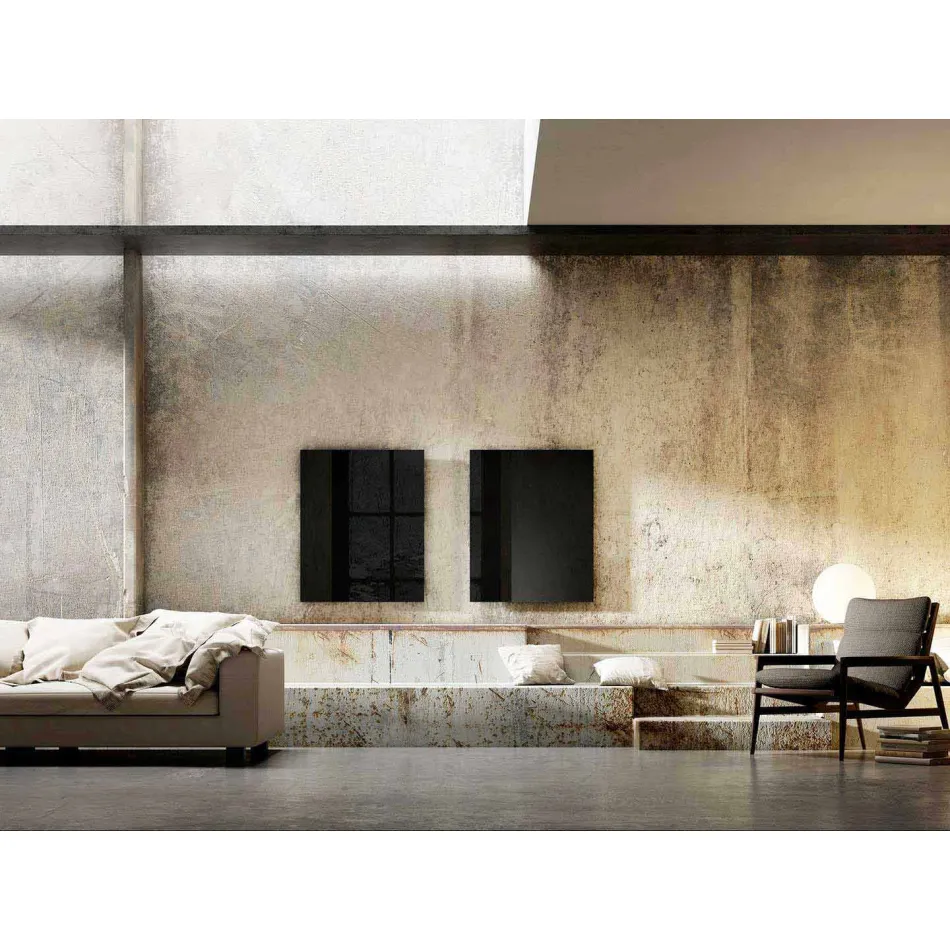 Radiador eléctrico de diseño infrarrojo en vidrio transparente negro. viadurini