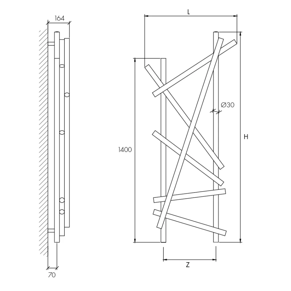 Radiador eléctrico de acero con tubos de sección redonda fabricado en Italia - Aleatorio viadurini
