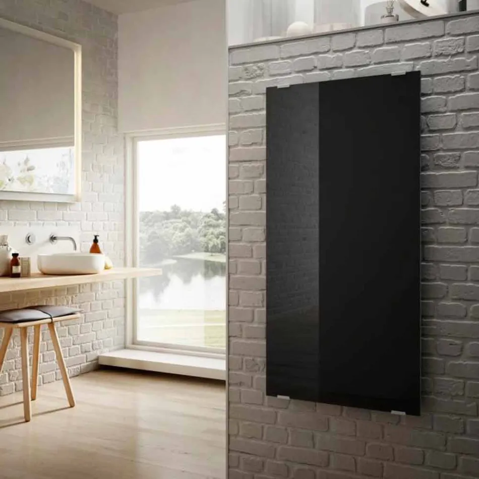 Radiador eléctrico Star de diseño moderno en vidrio negro, hecho en Italia viadurini
