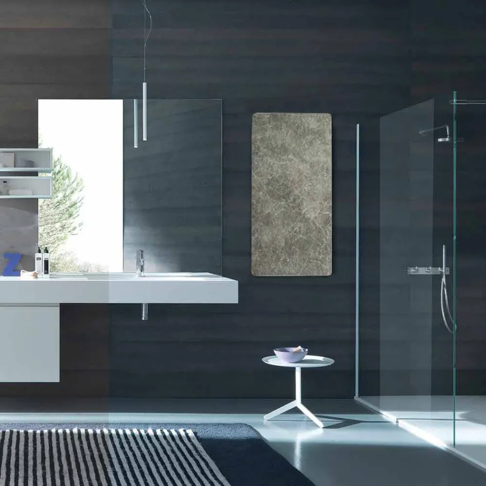 Radiador eléctrico de vidrio templado con acabado de piedra Jonny viadurini