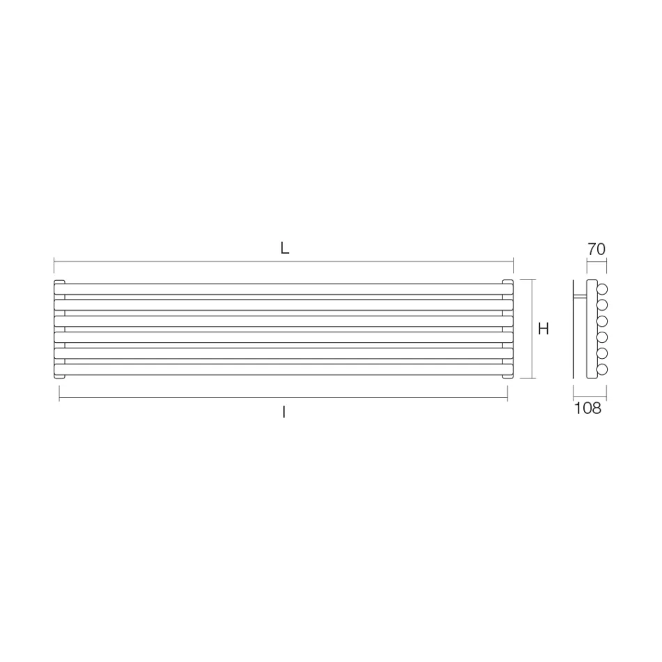Radiador hidráulico con colectores verticales y tubos horizontales - Compuesto viadurini