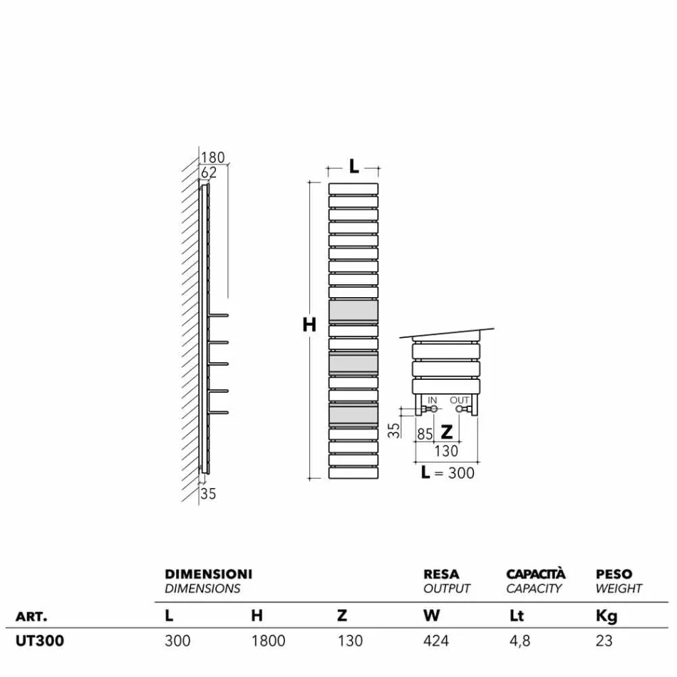 acero hidráulico TERMOARREDO, estantes de roble, Utilidad Scirocco H viadurini