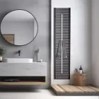 Radiador de acero al carbono con toallero, fabricado en Italia - Lux viadurini