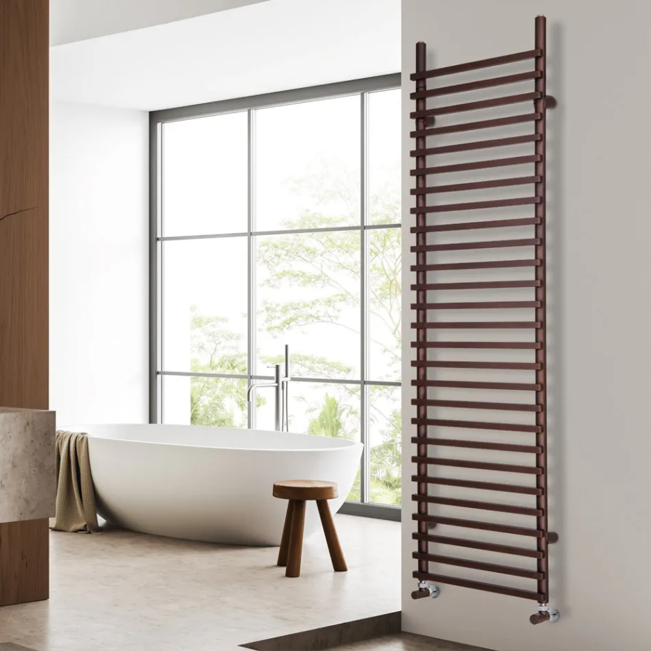 Radiador de acero mixto con acabado en cobre marrón, fabricado en Italia - Ignis viadurini