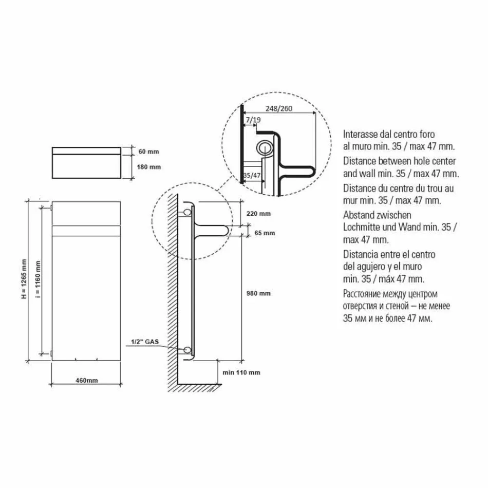 Toallero para radiador Diseño vertical Hidráulico hasta 719 vatios - Rebel viadurini