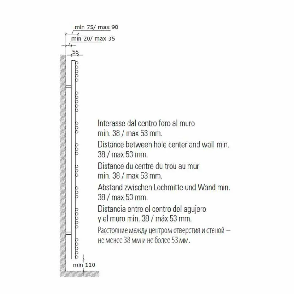 Calentador de toallas para radiador cromado en acero Diseño hidráulico 483 W - Pavone viadurini