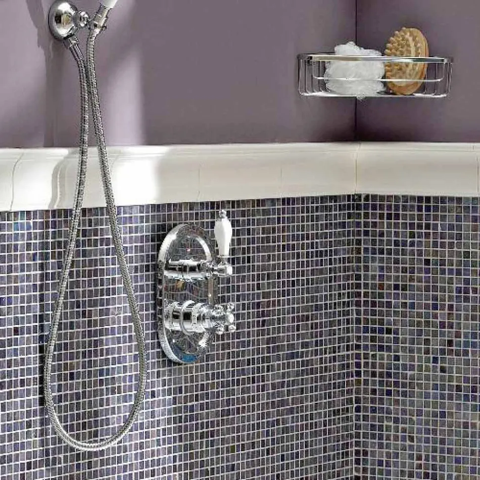 Termostático de ducha empotrado de diseño vintage en latón Made in Italy - Elisea viadurini