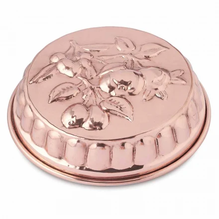 Molde para pasteles redondo de cobre estañado a mano con decoración de frutas 28 cm - Gianmattia viadurini