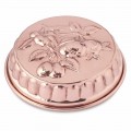 Molde para pasteles redondo de cobre estañado a mano con decoración de frutas 28 cm - Gianmattia