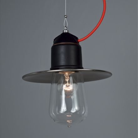 Toscot Novecento lámpara de suspensión de terracota con roseta viadurini
