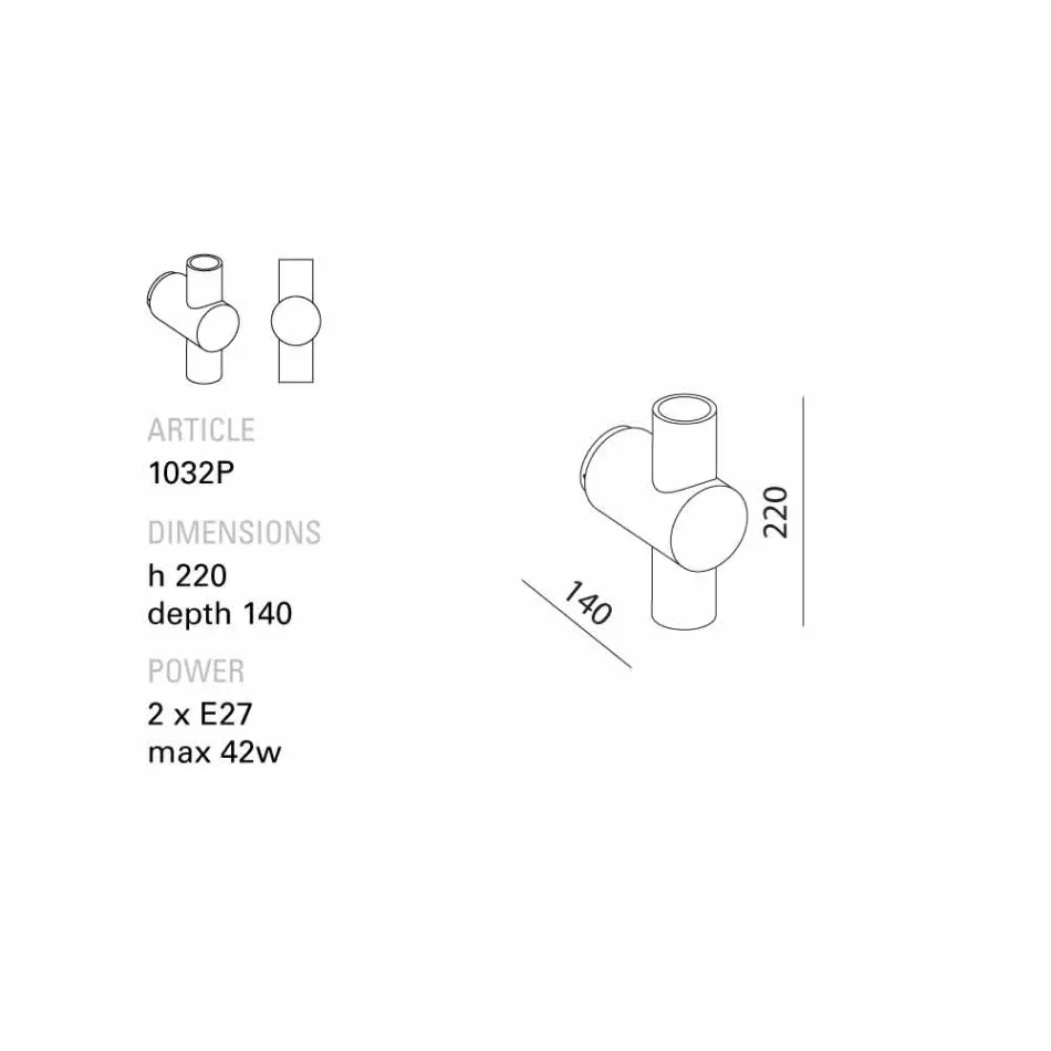 lámpara de pared de tráfico TOSCOT con base de metal producido en la Toscana viadurini