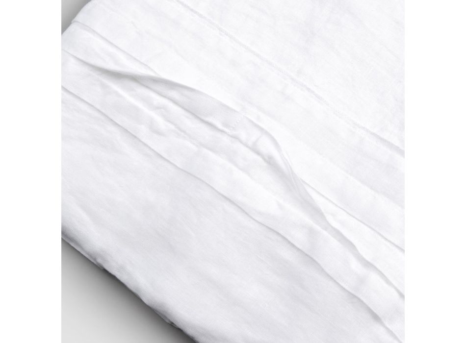 Mantel de lino blanco con borde plisado de lujo italiano - Tippel viadurini