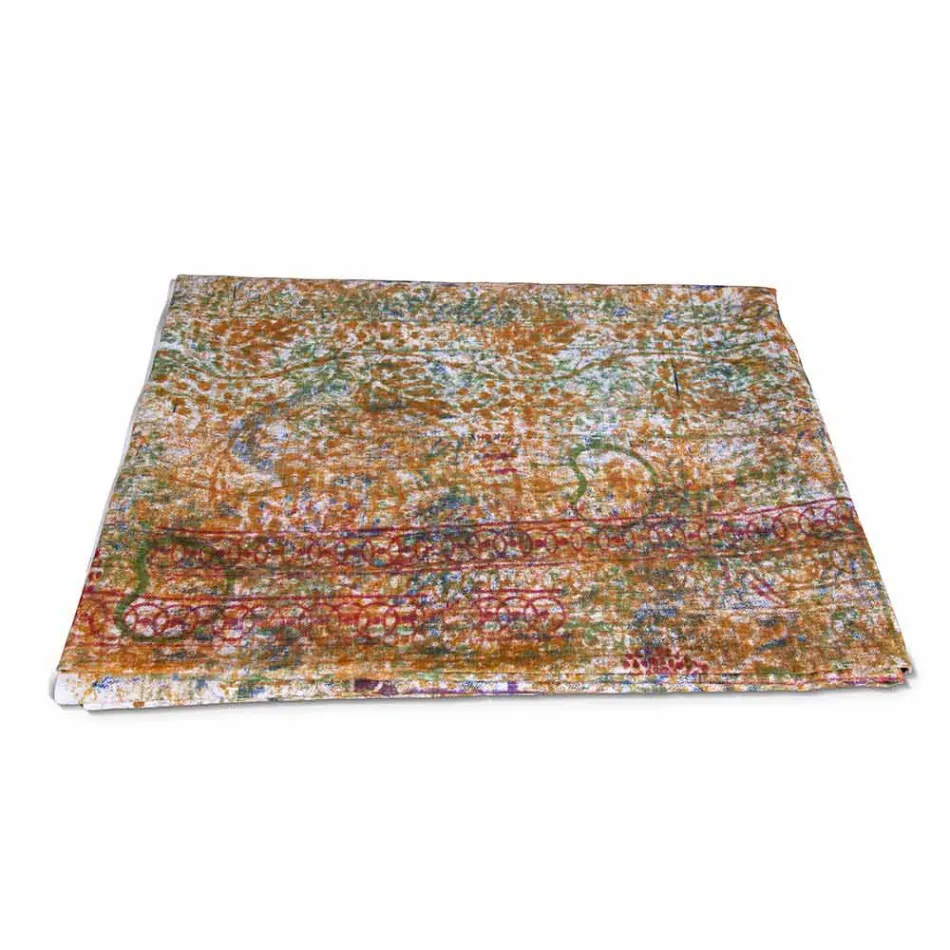 Mantel de arte italiano con algodón estampado a mano de una pieza - Marcas viadurini