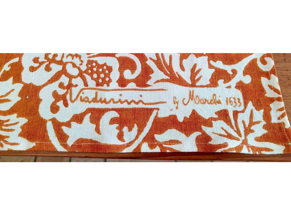 Mantel de artesanía italiana 100% lino con estampado a mano Obra de arte única viadurini