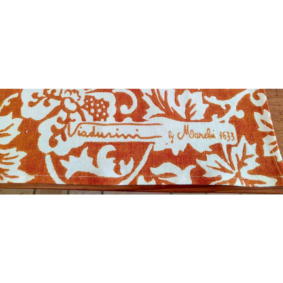 Mantel de artesanía italiana 100% lino con estampado a mano Obra de arte única viadurini