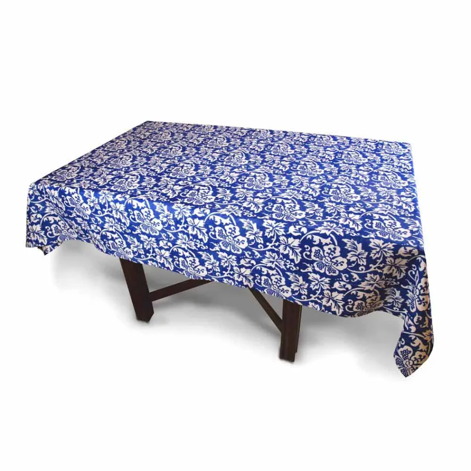 Mantel de lino 100% artesanal italiano con estampado a mano de una pieza - Marcas viadurini