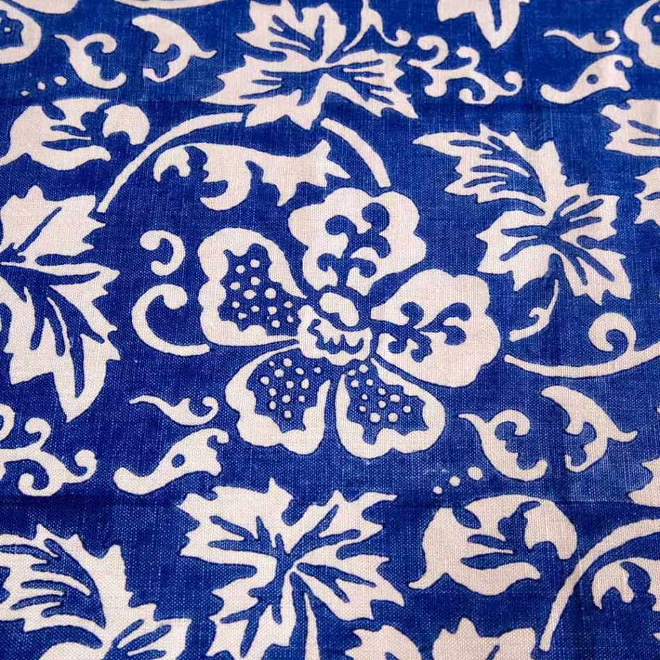 Mantel de lino 100% artesanal italiano con estampado a mano de una pieza - Marcas viadurini