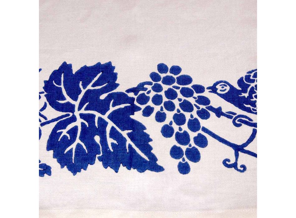 Mantel de lino artístico con estampado italiano de la mano - Marcas viadurini