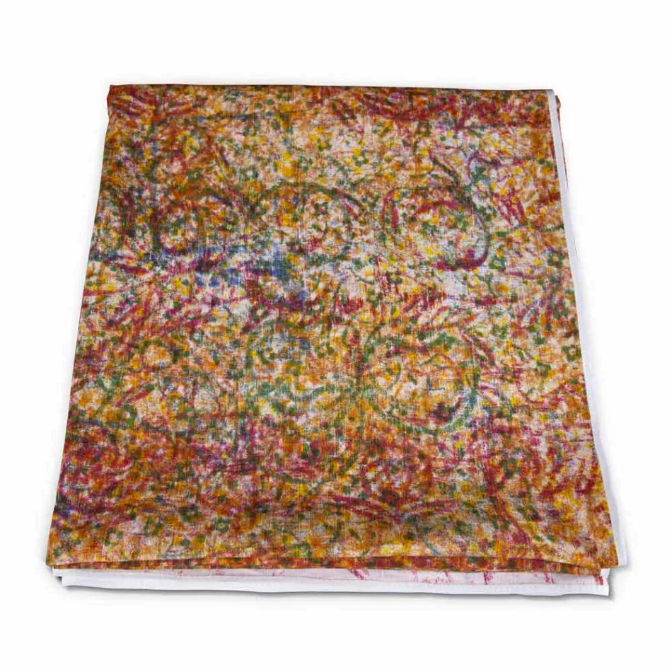 Mantel artesanal italiano de alta calidad en algodón estampado a mano - Marcas comerciales viadurini