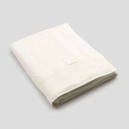Mantel rectangular grande de lino blanco pesado con bordes enmarcados - Davinci viadurini