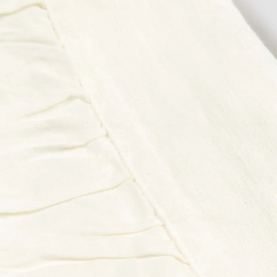 Mantel Rectangular de Lino Blanco, Estructura y Borde Doblado Gofrado - Mippel viadurini