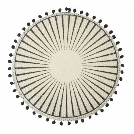 Mantel individual redondo de yute con pompones negros 12 piezas - Casside viadurini
