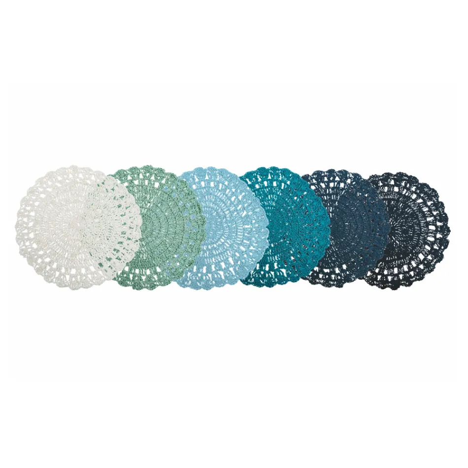 Mantel individual redondo de ganchillo, varios colores, 12 piezas - Punzolo viadurini