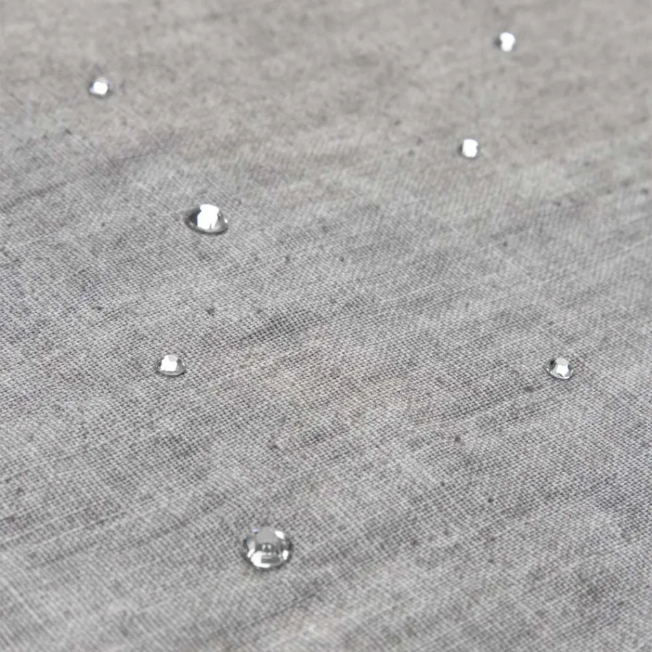 Manteles Individuales de Desayuno de Lino Gris con Cristales 2 Piezas - Macanno viadurini