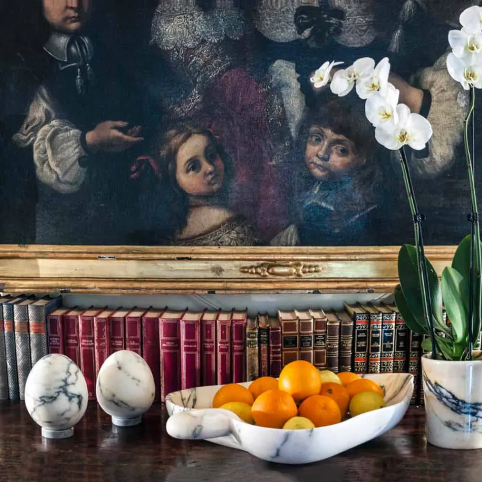 Decoración Huevo Mediana en Mármol Paonazzo Elegante Diseño Made in Italy - Olimo viadurini