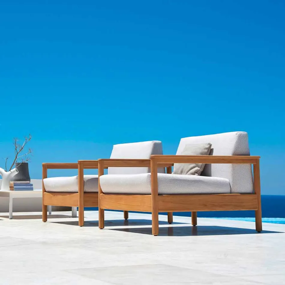 Varaschin Bali sillón al aire libre moderno en tela tapizada viadurini