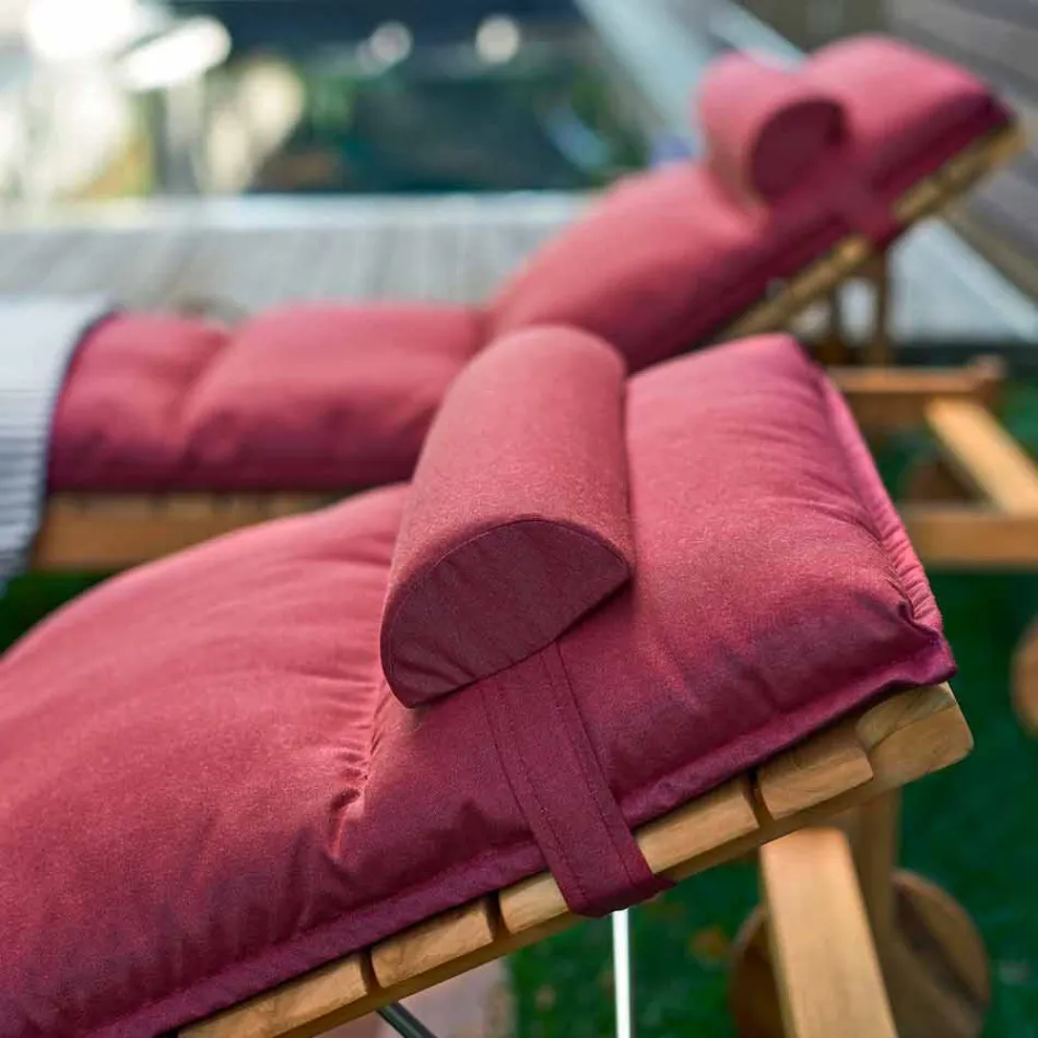 Varaschin Barcode tumbona con ruedas al aire libre en madera de teca viadurini