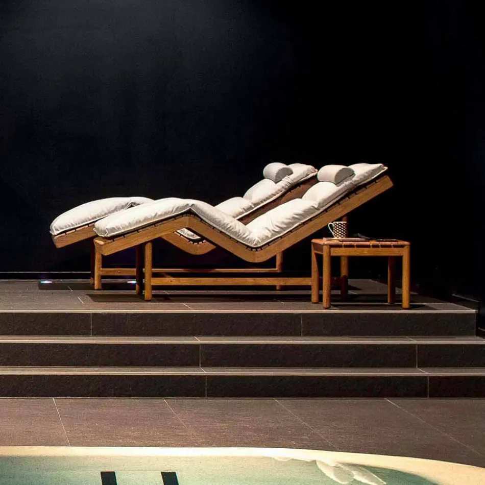 Varaschin Barcode cama de jardín moderna / de interior de teca viadurini