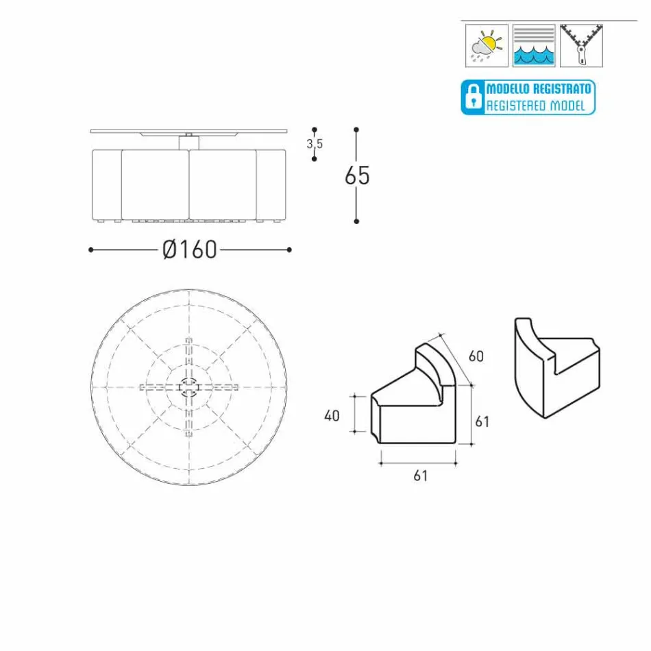 Mesa de jardín Varaschin Big In & Out + 8 sillones de diseño moderno viadurini