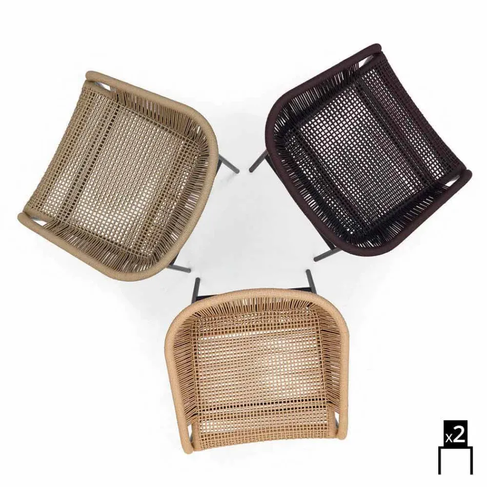 silla Varaschin Cricket con tejidos a mano exteriores, 2 piezas viadurini