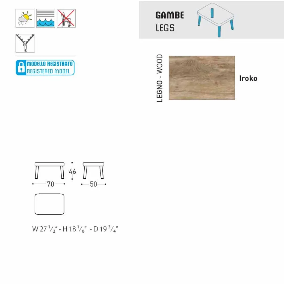 Reposapiés al aire libre de diseño Varaschin Emma en tela tapizada viadurini