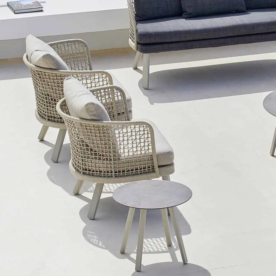 Sillón de jardín Varaschin Emma tapizado en tela y metal viadurini