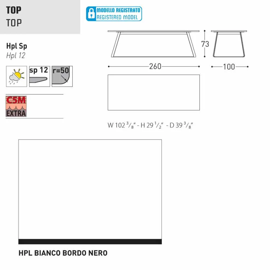 Varaschin Kolonaki Mesa de jardín moderna en diferentes tamaños viadurini