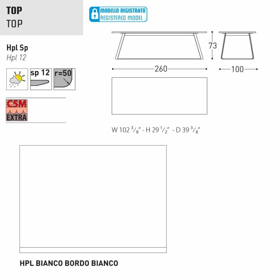 Varaschin Kolonaki Mesa de jardín moderna en diferentes tamaños viadurini