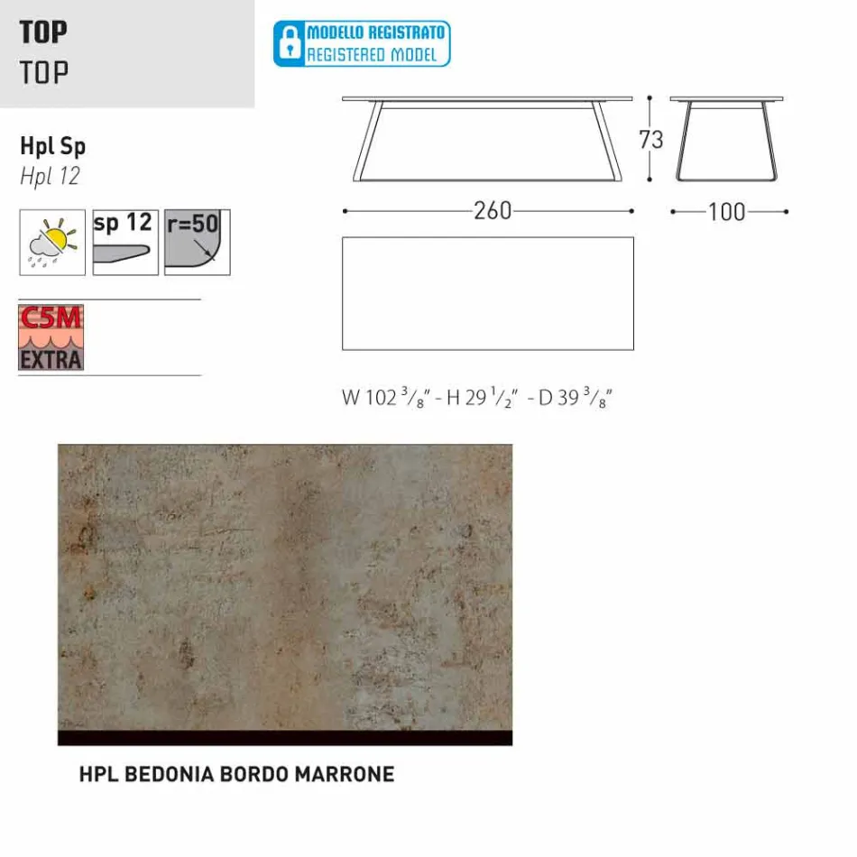 Varaschin Kolonaki Mesa de jardín moderna en diferentes tamaños viadurini