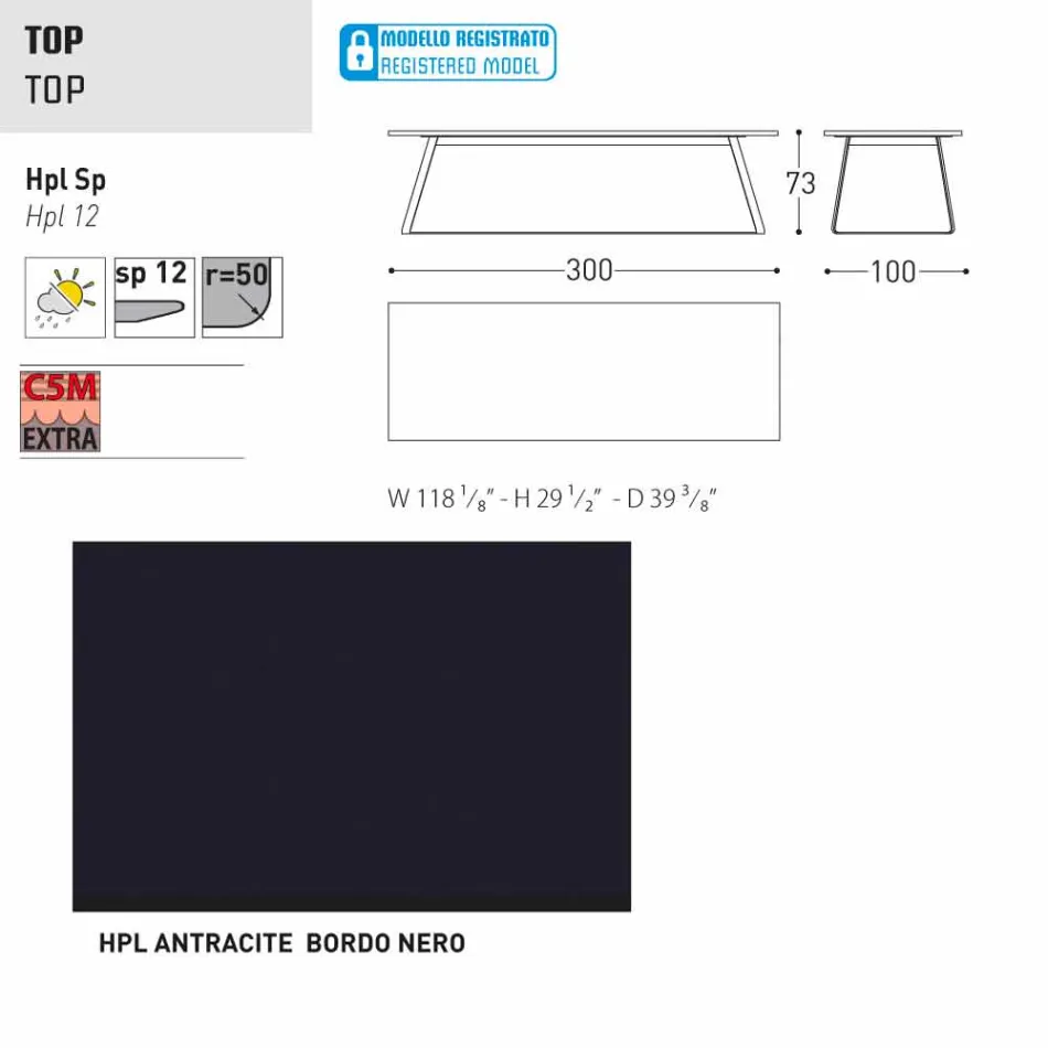 Varaschin Kolonaki Mesa de jardín moderna en diferentes tamaños viadurini