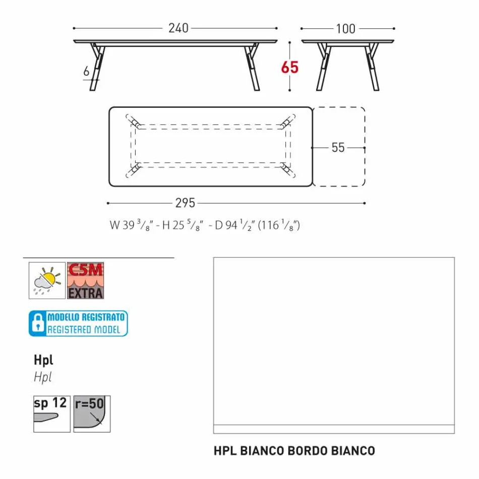 Varaschin Enlace mesa de mesa con patas de madera de teca, H65 cm viadurini