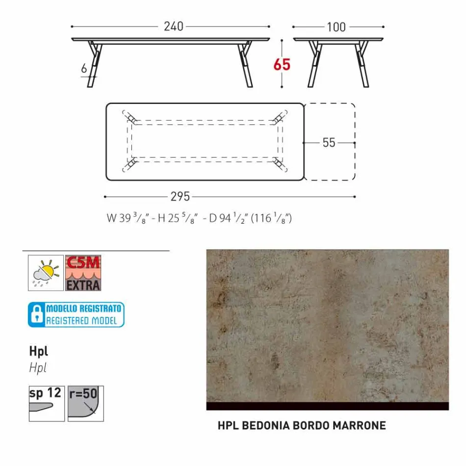 Varaschin Enlace mesa de mesa con patas de madera de teca, H65 cm viadurini