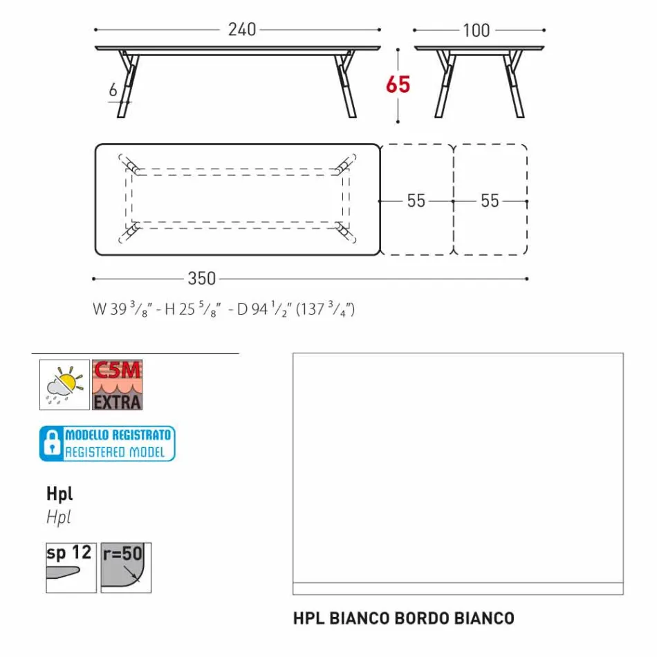 Varaschin Enlace mesa de mesa con patas de madera de teca, H65 cm viadurini