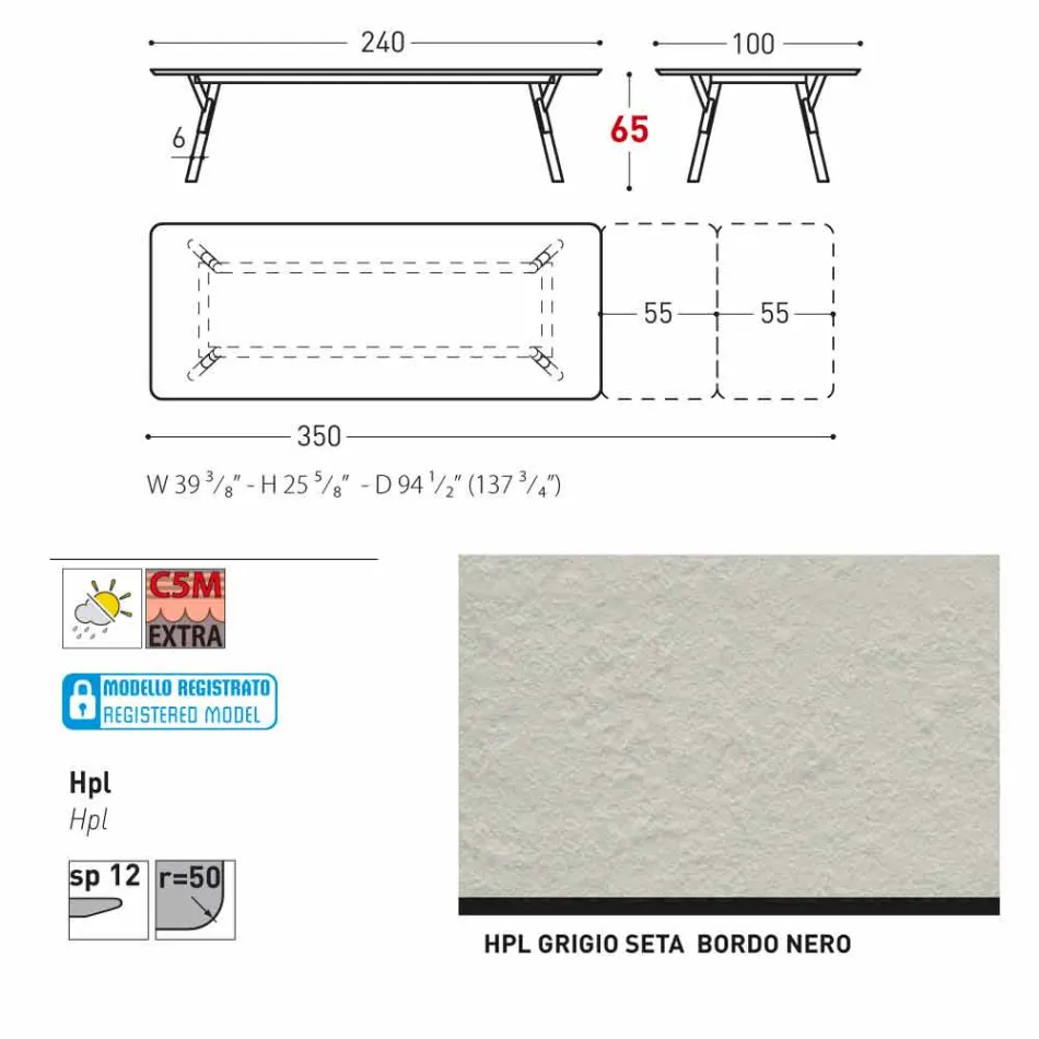 Varaschin Enlace mesa de mesa con patas de madera de teca, H65 cm viadurini