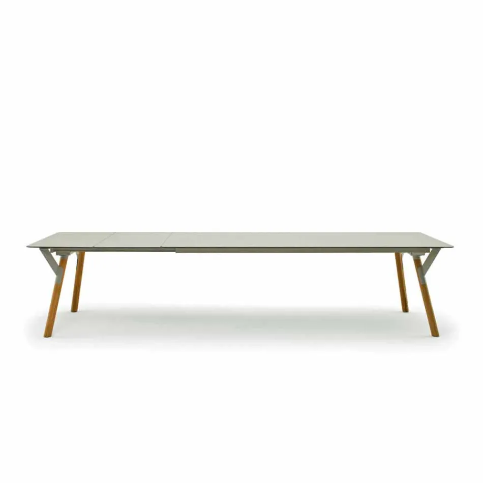 Varaschin Enlace mesa de mesa con patas de madera de teca, H65 cm viadurini