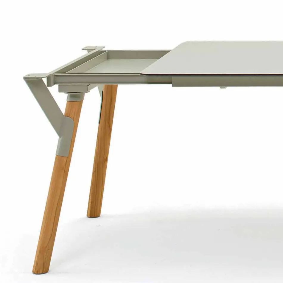 Varaschin Enlace mesa de mesa con patas de madera de teca, H65 cm viadurini