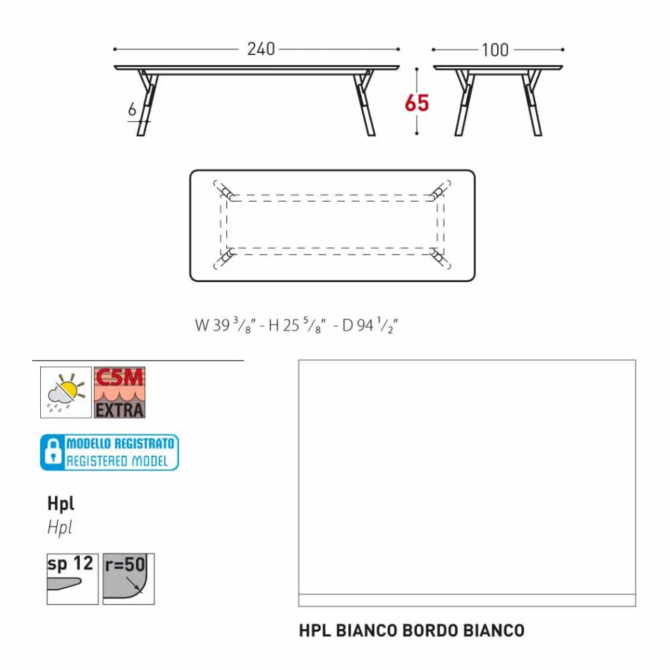 mesa Varaschin Enlace con patas de madera de teca, H 65 cm viadurini