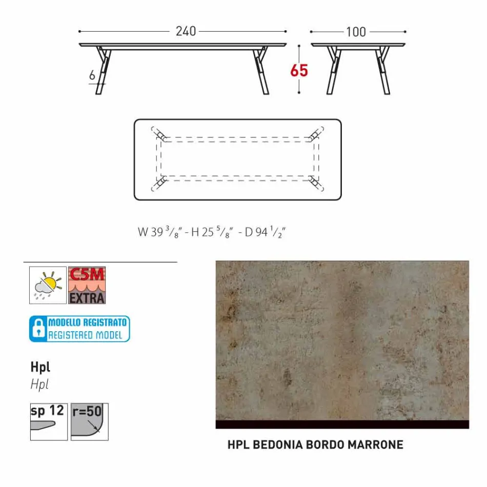 mesa Varaschin Enlace con patas de madera de teca, H 65 cm viadurini
